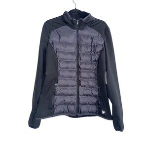 Old Navy Active Womens Lightweight Black Full-Zip Jacket With Quilted Front & Th